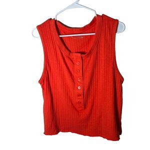 Aerie Tank Top Women's Large Henley Ribbed Sleeveless Button Front Casual Shirt